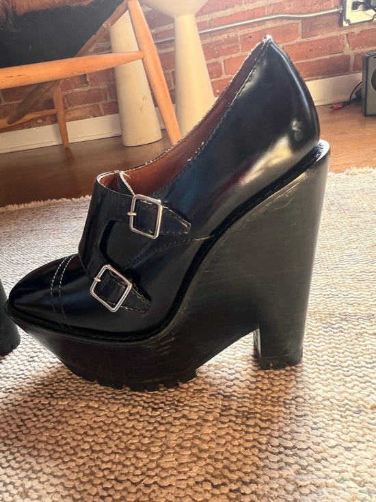 Burberry Prorsum Black Leather Platform Heels w/ Buckle | Chunky Lug Sole main image 8